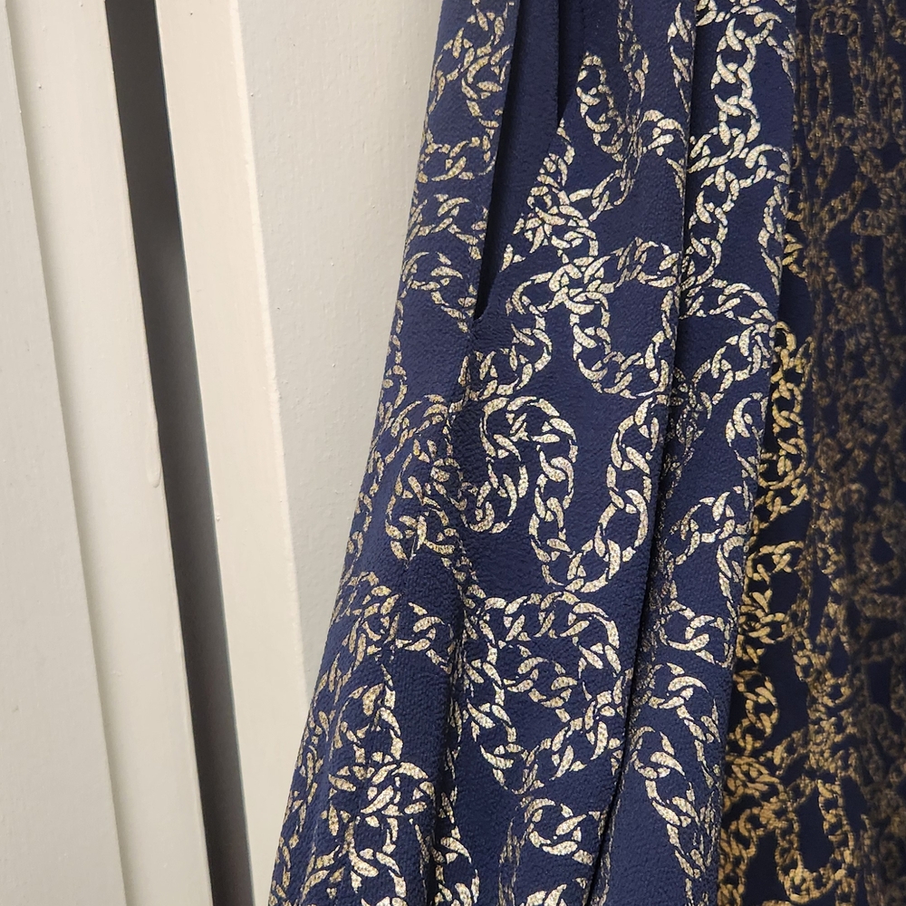 MICHAEL Michael Kors Navy and Gold Chain Blouse XL - Picture 2 of 6